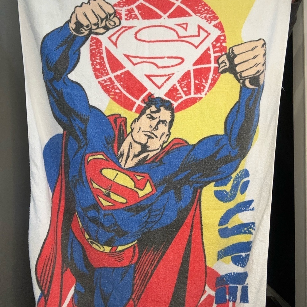 Superman Graphic Towel 1990's Superman Beach Towel RARE - Picture 3 of 12